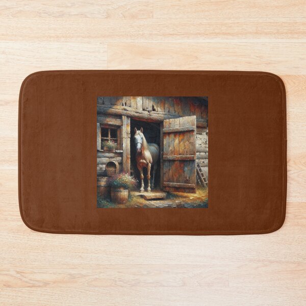 Item preview, Serene Scene: Majestic Horse at the Old Barn Entrance designed and sold by mustardseed-410.