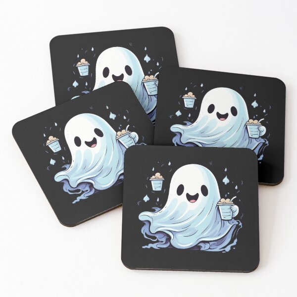 Item preview, Cute Ghost drinking ice coffee designed and sold by SMARTKIT  DESIGNAGENCY.