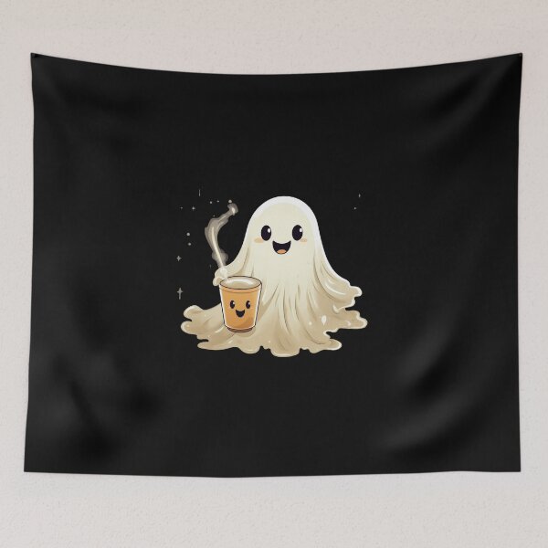 Item preview, Cute Ghost drinking coffee designed and sold by SMARTKIT  DESIGNAGENCY.