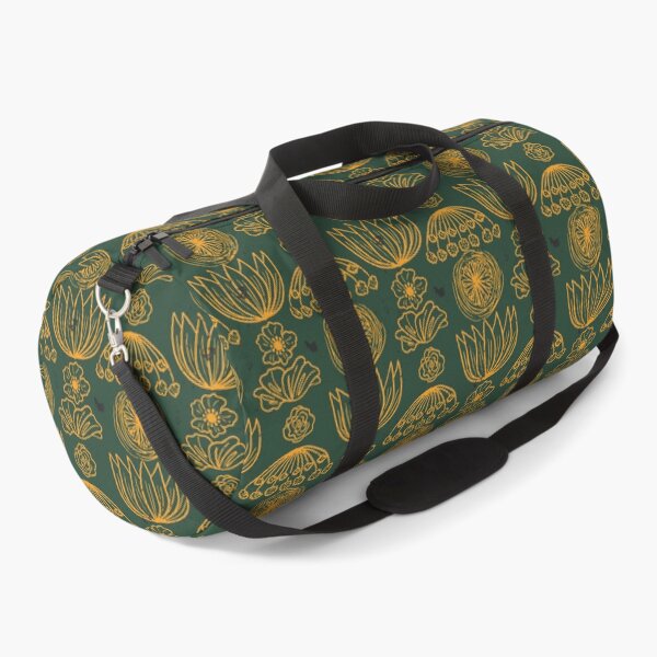 Item preview, Scandinavian Hand Drawn Boho Floral Pattern - Dark Green and Marigold designed and sold by Valerie Englehart.