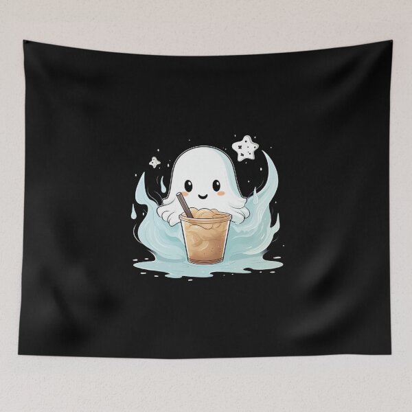 Item preview, Cute Ghost drinking coffee designed and sold by SMARTKIT  DESIGNAGENCY.