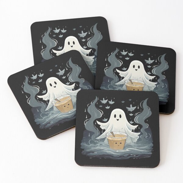 Item preview, Cute Ghost drinking coffee designed and sold by SMARTKIT  DESIGNAGENCY.