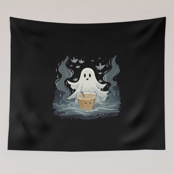 Item preview, Cute Ghost drinking coffee designed and sold by SMARTKIT  DESIGNAGENCY.