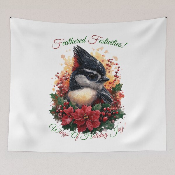 Item preview,  Feathered Festivities, Holiday Bird Art, Wings of Joy, Festive Bird Design, Christmas Bird Illustration designed and sold by BukkyStory.