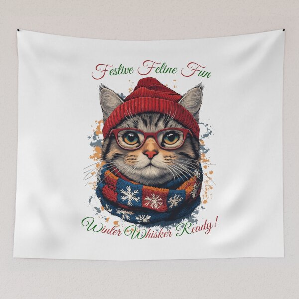 Item preview, Festive Cat Art, Winter Cat Illustration, Cozy Cat Design, Holiday Feline Fun, Christmas Cat Image designed and sold by BukkyStory.