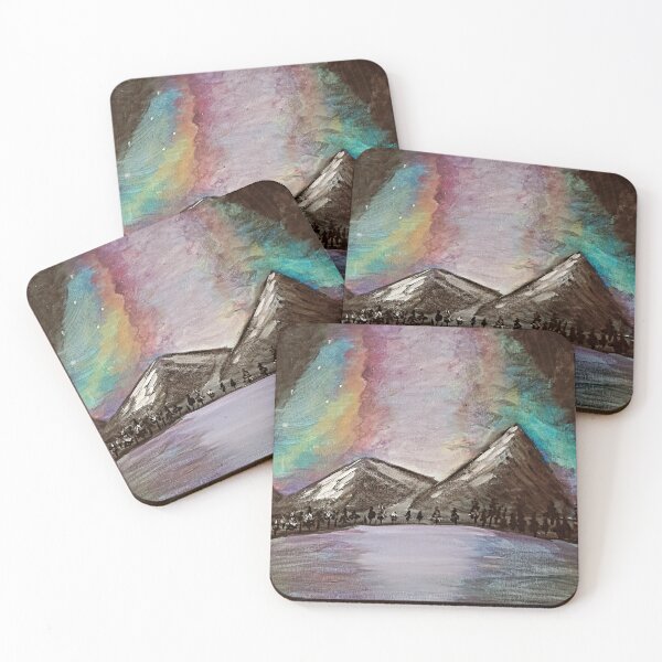 Item preview, Colors of northern lights in rocky mountains designed and sold by painttime.