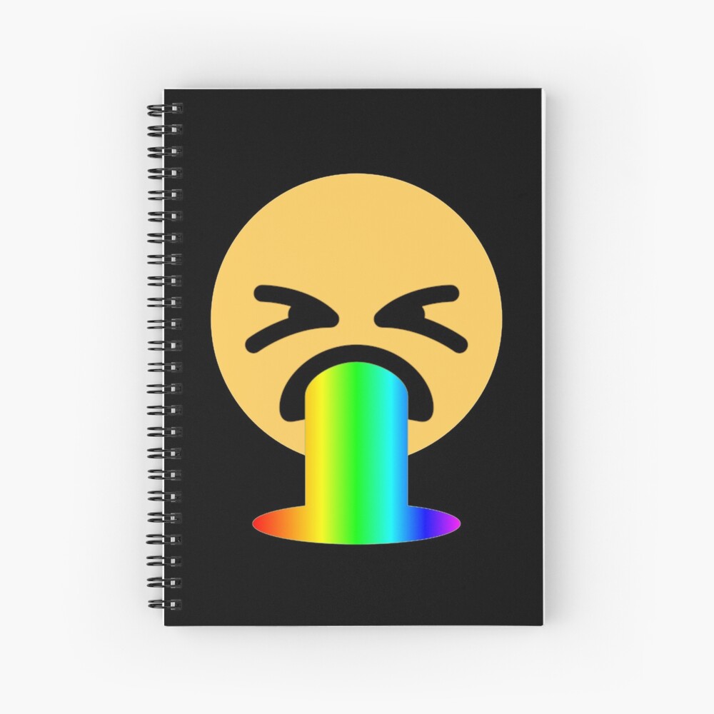 Rainbow Puke Emoji Spiral Notebook By Gossiprag Redbubble