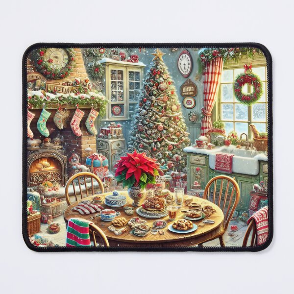 Item preview, Christmas Kitchen Wonderland - Festive Cozy Holiday Decor Print with Stockings, Tree, and Treats designed and sold by NancyzKreations.