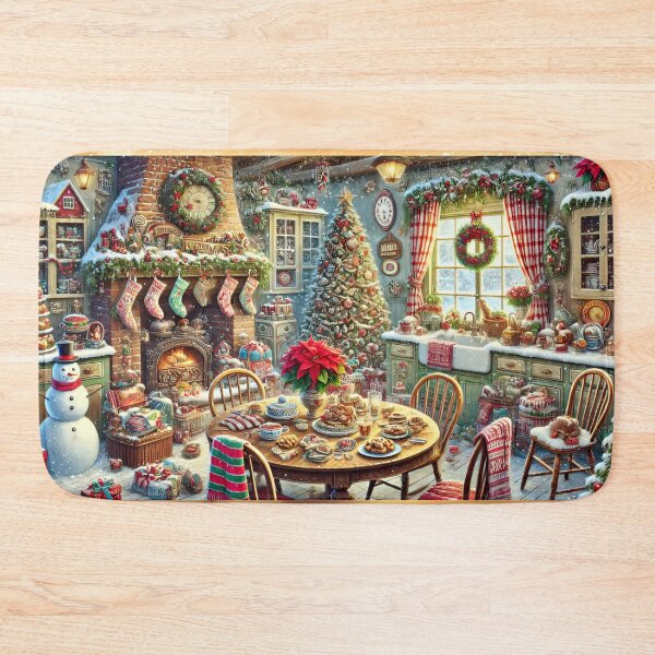 Item preview, Christmas Kitchen Wonderland - Festive Cozy Holiday Decor Print with Stockings, Tree, and Treats designed and sold by NancyzKreations.