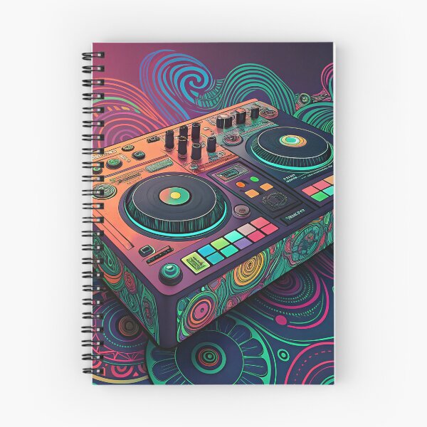 Item preview, DJ mixer art in neon colors designed and sold by AhArtMe.
