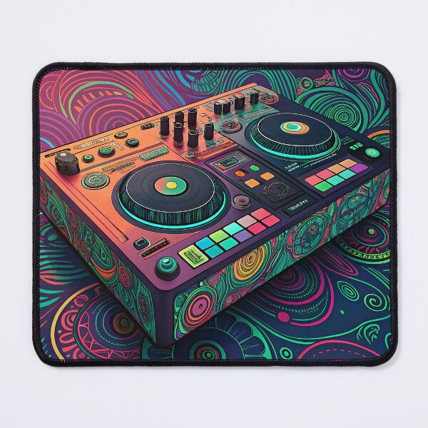 Item preview, DJ mixer art in neon colors designed and sold by AhArtMe.