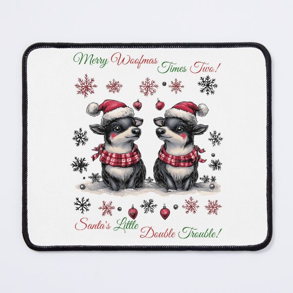 Item preview, Festive Dog Illustration, Holiday Puppies Art, Christmas Dog Design, Santa Hat Dogs, Double Holiday Pups designed and sold by BukkyStory.