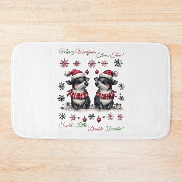 Item preview, Festive Dog Illustration, Holiday Puppies Art, Christmas Dog Design, Santa Hat Dogs, Double Holiday Pups designed and sold by BukkyStory.