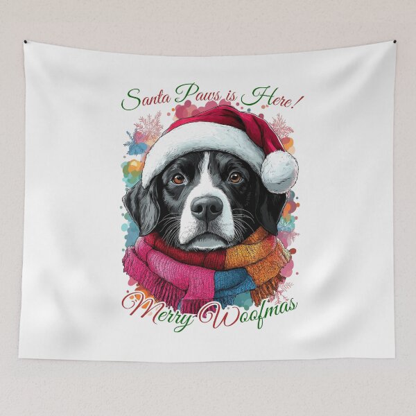 Item preview, Christmas Dog Art, Santa Hat Dog, Festive Dog Illustration, Holiday Pet Design, Merry Woofmas Image designed and sold by BukkyStory.