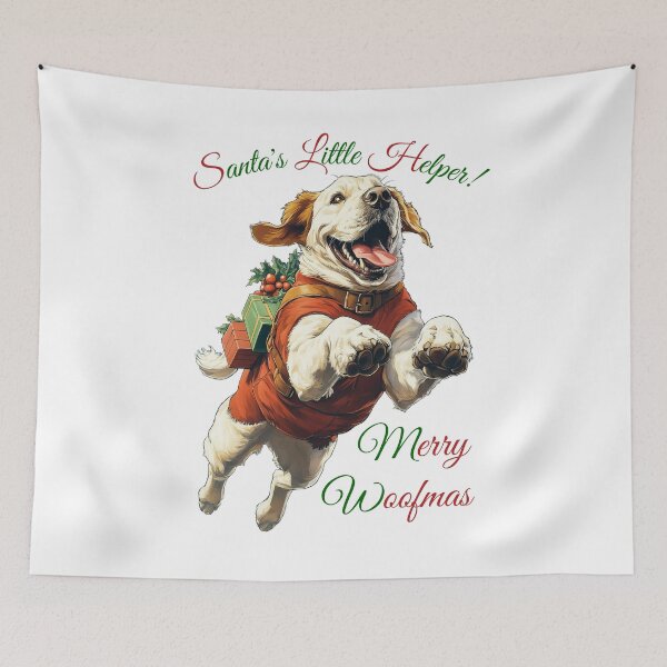 Item preview,  Santa's Little Helper Dog, Christmas Dog Art, Festive Pet Illustration, Holiday Dog Design, Merry Woofmas Dog designed and sold by BukkyStory.