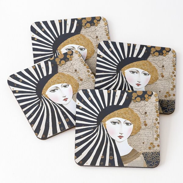 Item preview, Gold and Black Mixed Media Woman designed and sold by Angelandspot.