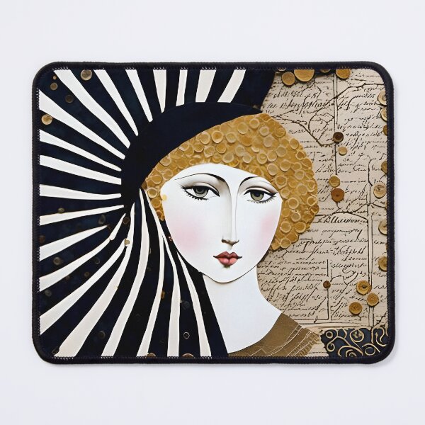 Item preview, Gold and Black Mixed Media Woman designed and sold by Angelandspot.