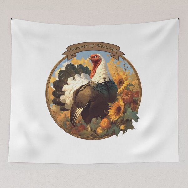 Item preview, Thanksgiving Turkey in Fall foliage, "Harvest of Blessings" designed and sold by MudcreekDesign.