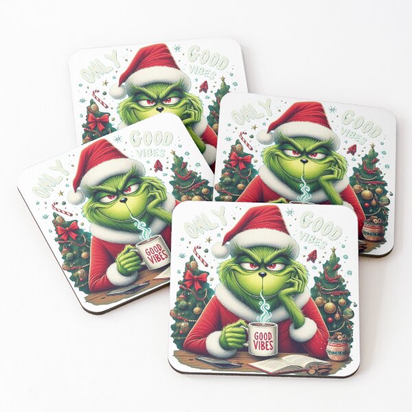 Item preview, Grinch face with cup of chocolate. Only good vibes designed and sold by ShimaiStore.