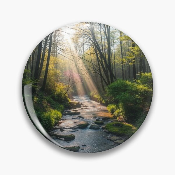 Item preview, Tranquil Spring Forest with River and Towering Beech Trees designed and sold by hjian8219.