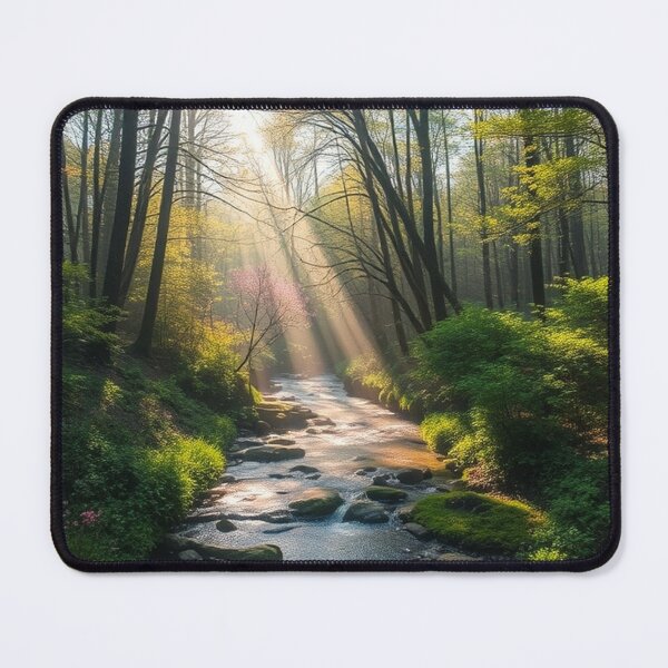 Item preview, Tranquil Spring Forest with River and Towering Beech Trees designed and sold by hjian8219.