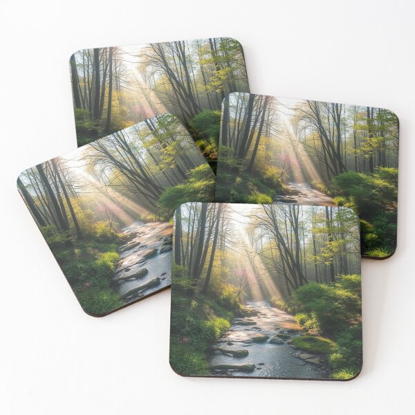 Item preview, Tranquil Spring Forest with River and Towering Beech Trees designed and sold by hjian8219.