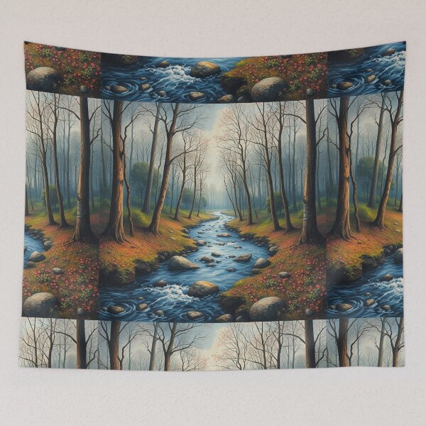 Item preview, Tranquil Spring Forest with River and Towering Beech Trees designed and sold by hjian8219.