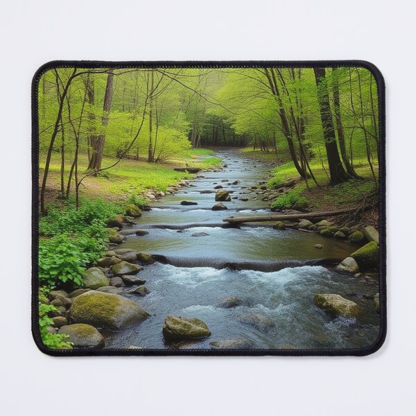 Item preview, Tranquil Spring Forest with River and Towering Beech Trees designed and sold by hjian8219.