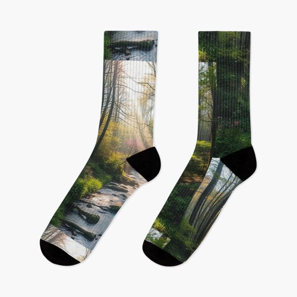 Item preview, Tranquil Spring Forest with River and Towering Beech Trees designed and sold by hjian8219.