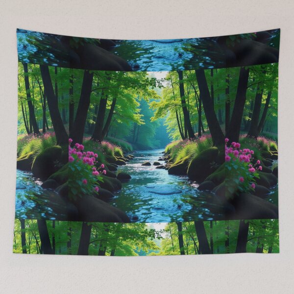 Item preview, Tranquil Spring Forest with River and Towering Beech Trees designed and sold by hjian8219.