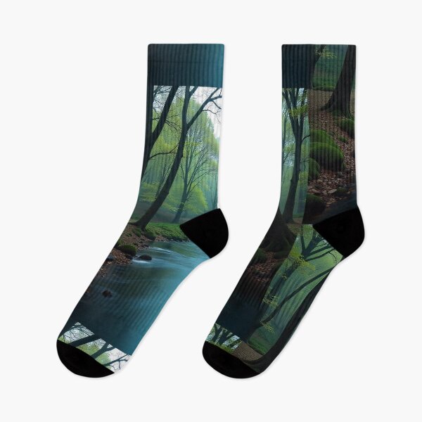 Item preview, Tranquil Spring Forest with River and Towering Beech Trees designed and sold by hjian8219.