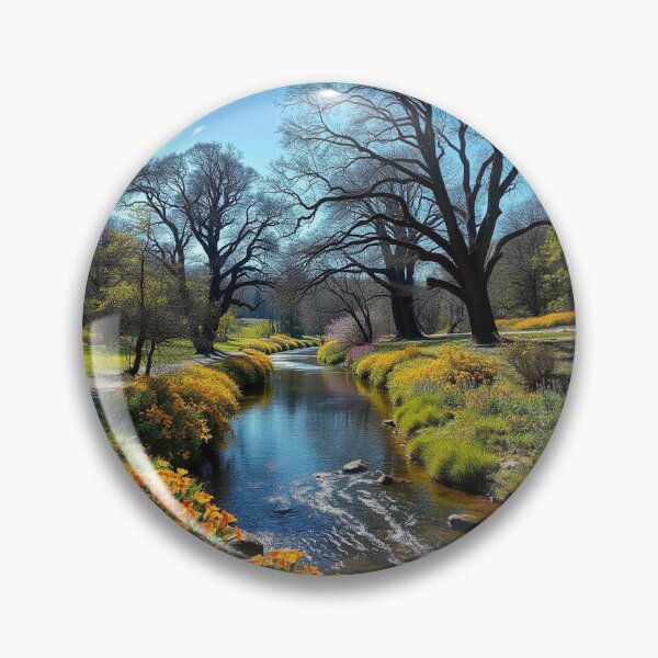 Item preview, Tranquil Spring Forest with River and Towering Beech Trees designed and sold by hjian8219.