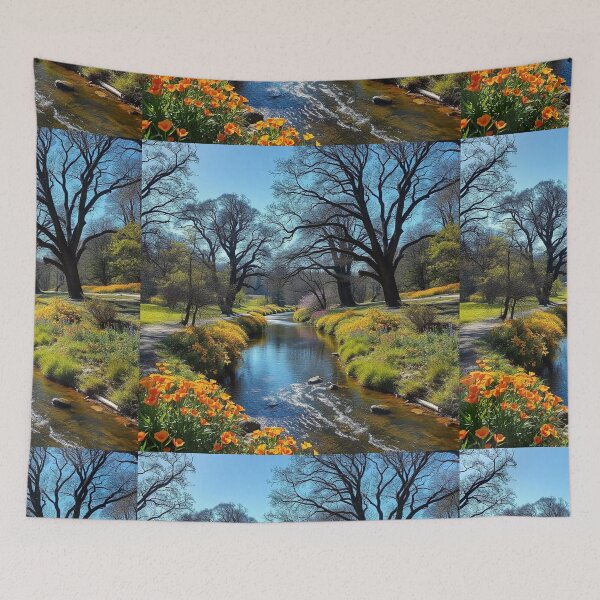 Item preview, Tranquil Spring Forest with River and Towering Beech Trees designed and sold by hjian8219.