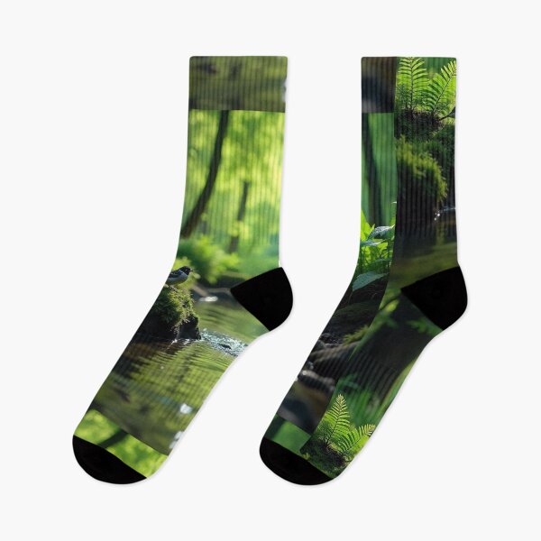 Item preview, Tranquil Spring Forest with River and Towering Beech Trees designed and sold by hjian8219.