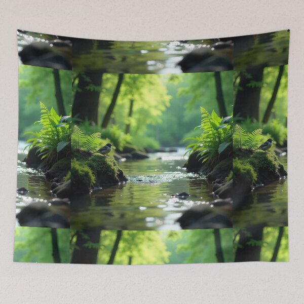Item preview, Tranquil Spring Forest with River and Towering Beech Trees designed and sold by hjian8219.