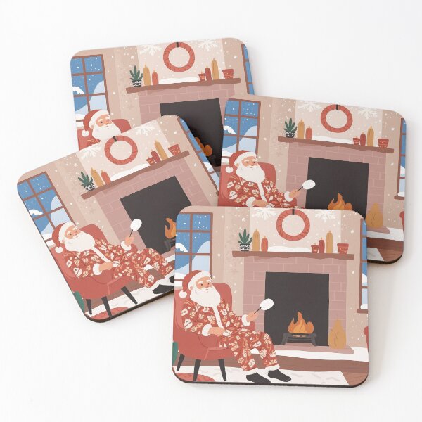 Item preview, SANTA RETRO MINIMALIST ROASTING MARSHMELLOW BY THE FIRE designed and sold by Arts4U.