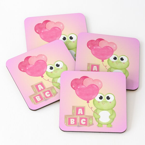 Item preview, Cute Green Frog, ABC Blocks, Pink Heart Balloons designed and sold by shaang.