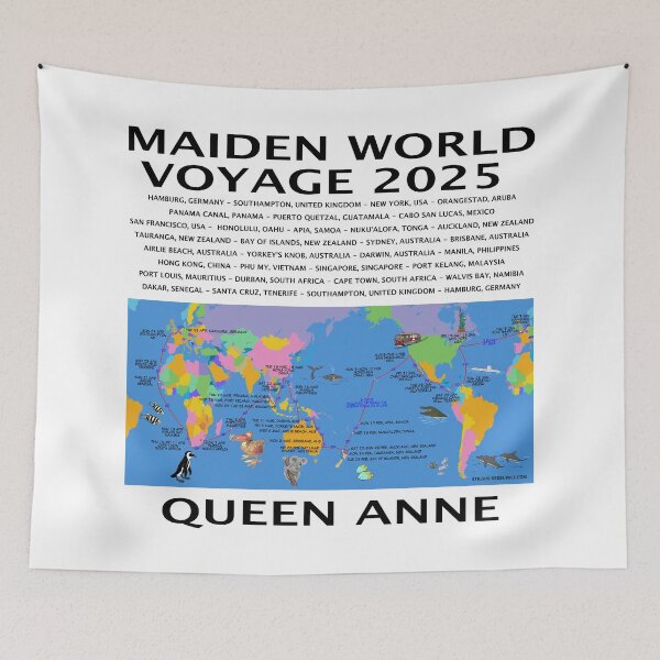 Item preview, CUNARD 2025 H503B WORLD VOYAGE FULLY ILLUSTRATED ROUTE MAP designed and sold by stilgoe.
