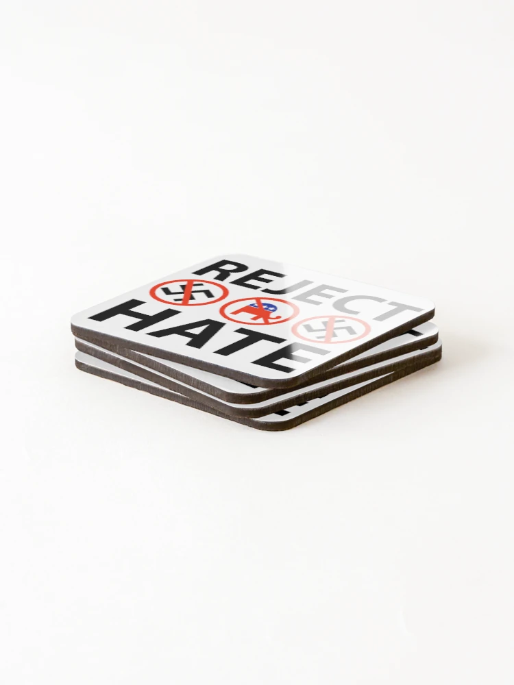 Thumbnail 4 of 5, Coasters (Set of 4), Reject hate designed and sold by Rachel the Artist .