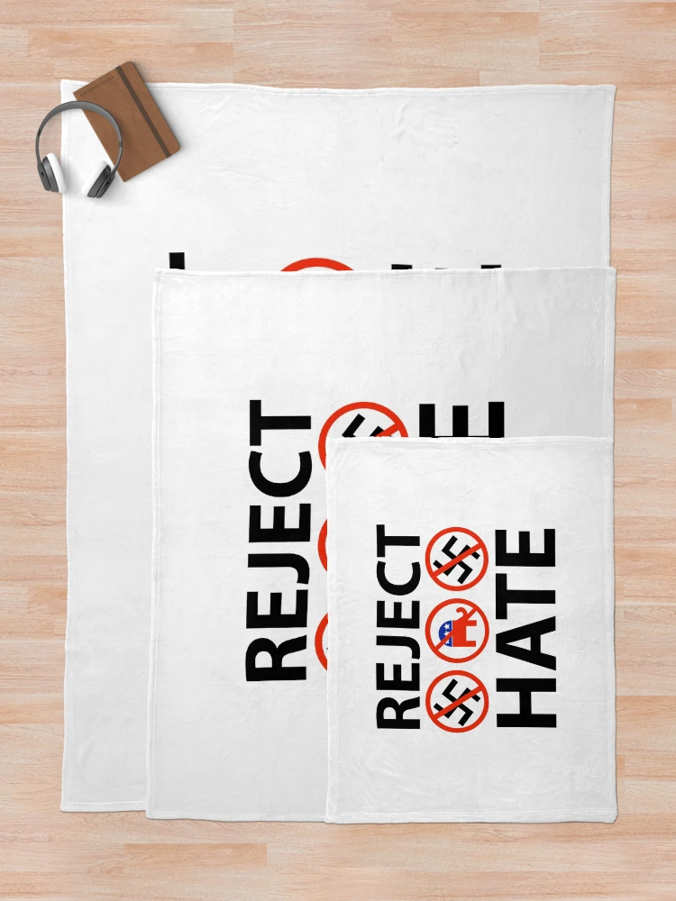 Thumbnail 5 of 6, Throw Blanket, Reject hate designed and sold by Rachel the Artist .
