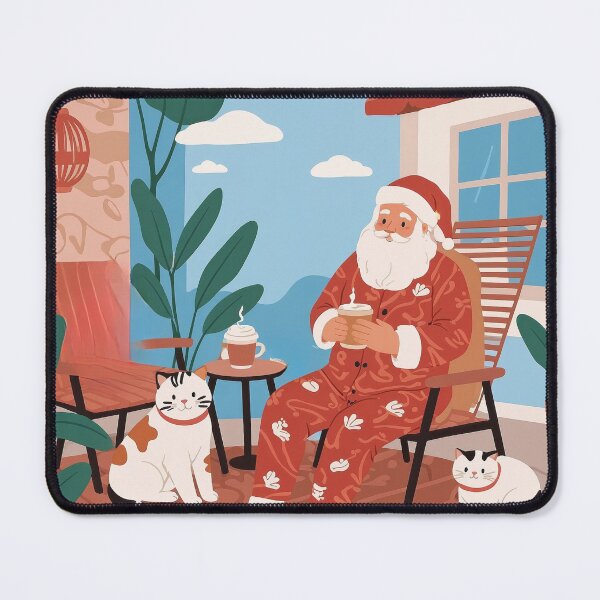 Item preview, RETRO SANTA DRINKING COFFEE WITH CATS ART #3 designed and sold by Arts4U.