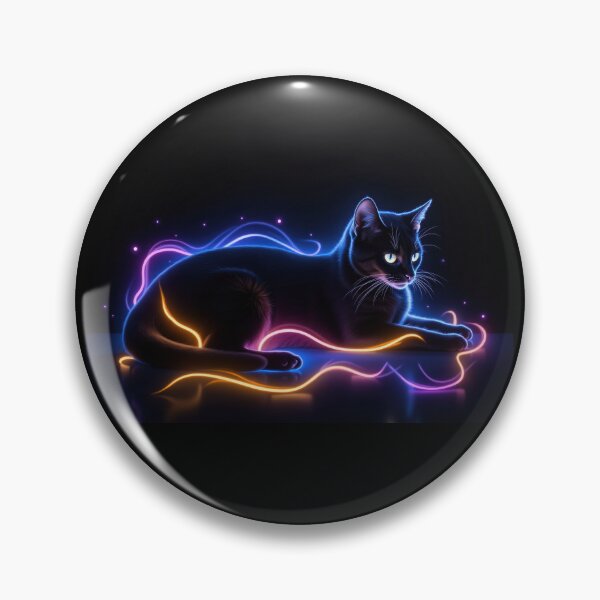 Item preview, Gato negro místico con luces de neón designed and sold by Iskander369.
