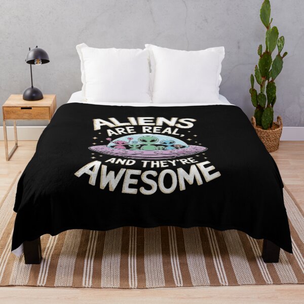 Item preview, Aliens Are Real and Awesome Design - Cute Alien Spaceship Illustration designed and sold by love3617.