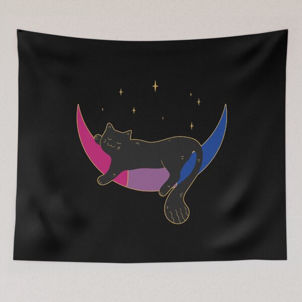 Item preview, Bisexual Cat Moon Space LGBT Pride Flag designed and sold by Clara Hollins.