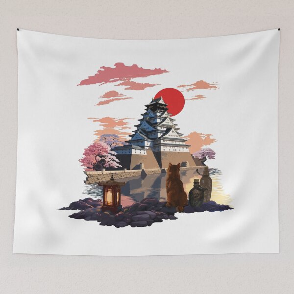 Item preview, The Japan Cat (Japanese bobtail cat and Osaka castle) designed and sold by Kataverse.