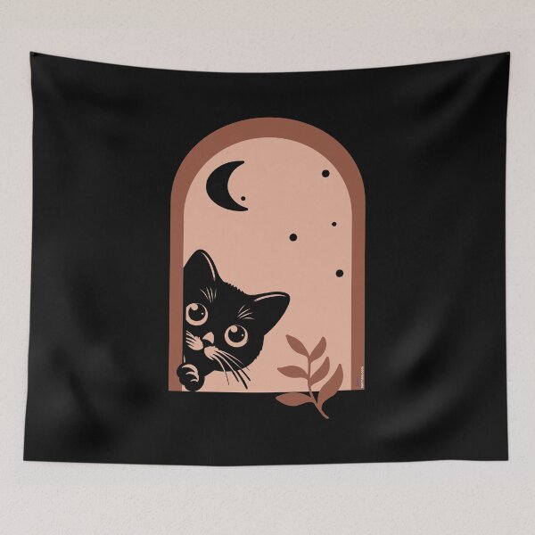 Item preview, Boho Starry Night Peeking Cat | Boho Cat | Funny Cute Cat | Graphic | Good Vibes collection designed and sold by Made by Tamar.