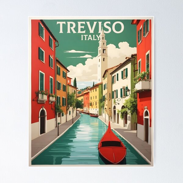 Aperçu de l'œuvre Affiche touristique vintage de Trévise en Italie créée et vendue par TravelersGems.