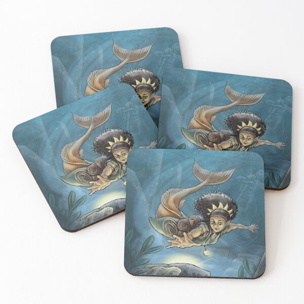 Item preview, Trillia's Quest - Fantasy Art of Mermaid Adventurer Exploring Ancient Ruins Under the Sea designed and sold by stephsmith.