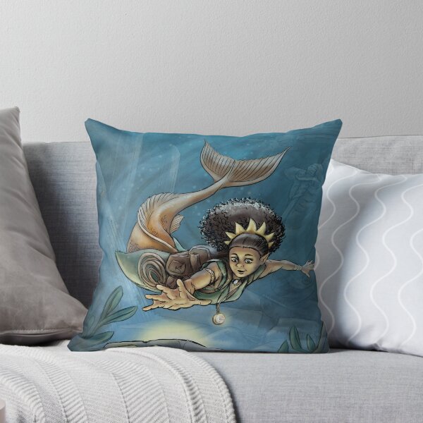 Item preview, Trillia's Quest - Fantasy Art of Mermaid Adventurer Exploring Ancient Ruins Under the Sea designed and sold by stephsmith.