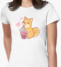 Bubble Tea Shiba Women's Fitted T-Shirt